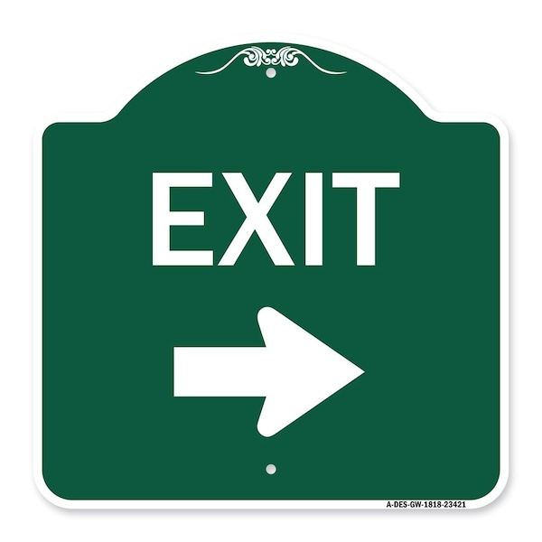 Signmission Parking Lot Sign Exit Sign Right Arrow, Green & White Aluminum Sign, 18" L, 18" H, GW-1818-23421 A-DES-GW-1818-23421 - main
